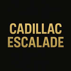 3D render of a Cadillac Escalade wording with gold letters offering luxury and performance for upscale renters.